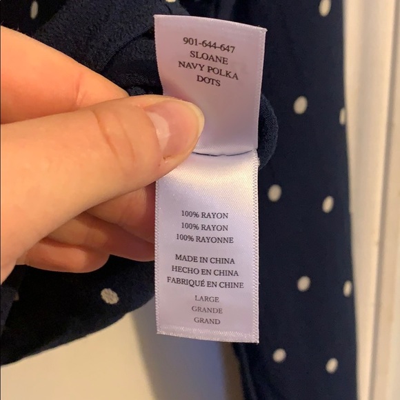 Navy blue, white polka dot long sleeve blouse - Picture 5 of 5